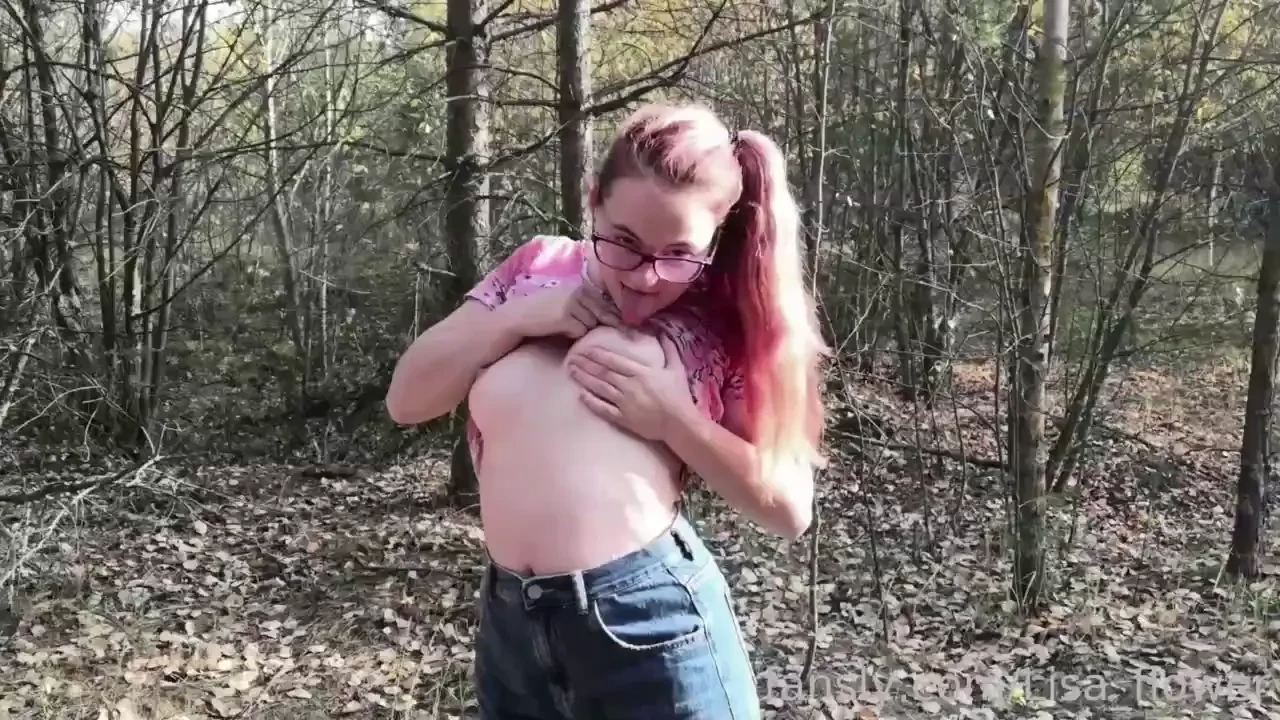 Flashing my tits outside and licking my nipple public publictits 