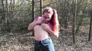 Flashing my tits outside and licking my nipple public publictits