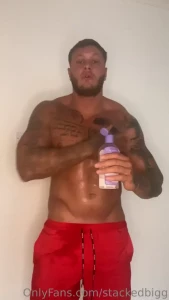 All oiled up and playing with myself