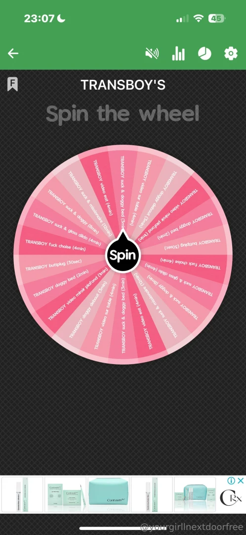 Spin the wheel transboy 1spin 9 2spins 14 3spins 20 cum sur ma petite 