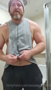 Post-gym underwear check after a big back amp shoulders session
