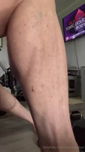 Showing off the muscular development in my calves worship this calf