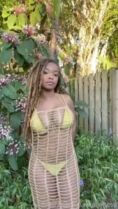 Fyp ebony curves sheer bigboobs bikini locs blackgirls backyard cute