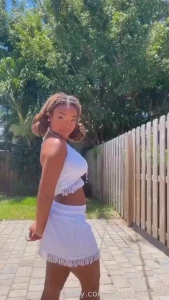 Fyp ebony ass skirt bigboobs backyard locs blackgirls petite exotic
