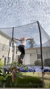 First time jumping on a trampoline while braless well since i ve had