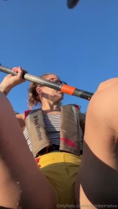You can see my pussy sweat stains while i paddle come on the water part 1