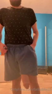 My monster cock is always peaking out of shorts