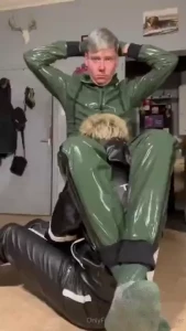 Pvc worship as requested i get my new sweaty green pvc tracksuit part 1