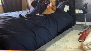 Jerking my cock with my sexy feet in view
