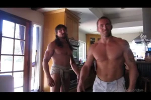 In between takes the cast chilling in the kitchen of our old horse