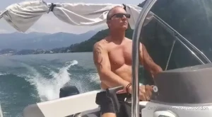 Driving the speed boat across lake como