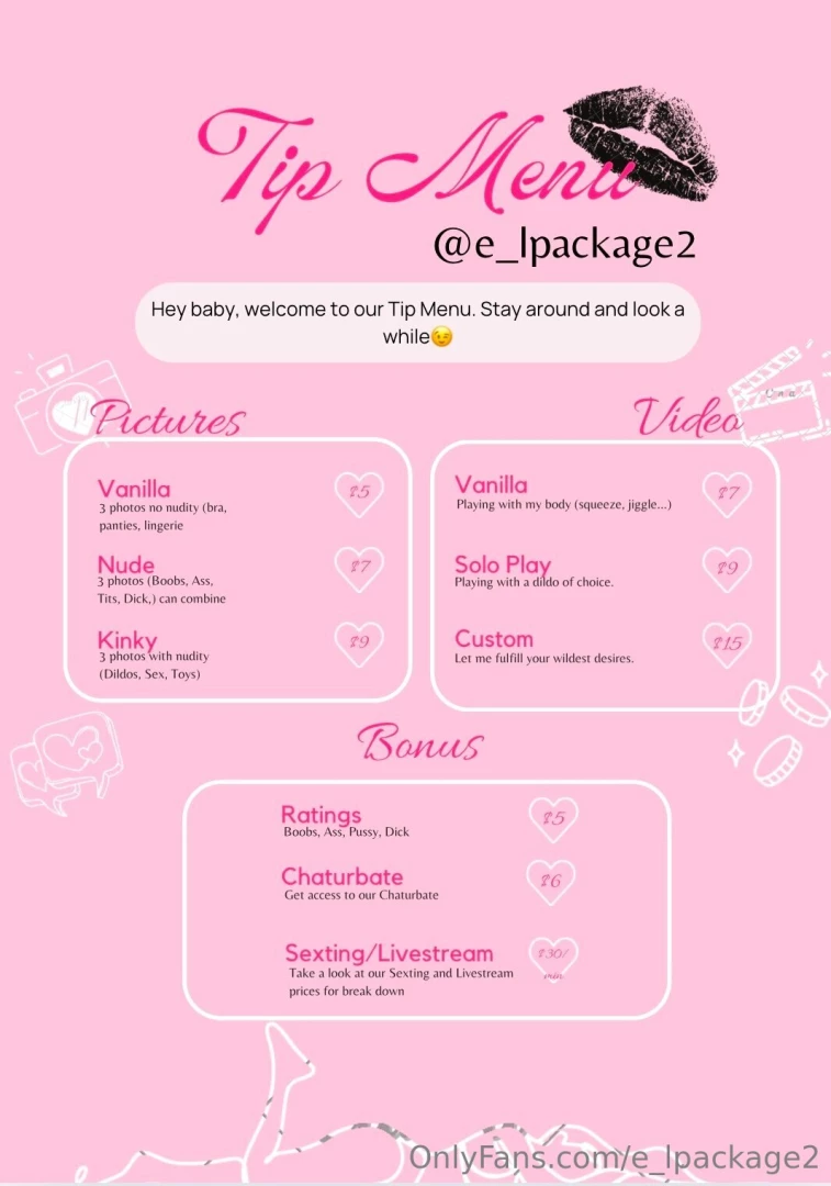 Hello wonderful subscribers take a look at our new tip menu you can 