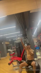 At the gym practicing sitting