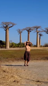 Flashing at the baobabs i know i look like a granny with my skirt and