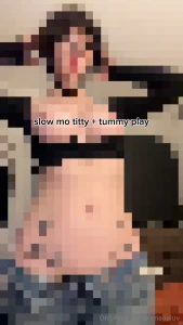 Slow-mo tummy tit play poking spreading my bellybutton massaging my