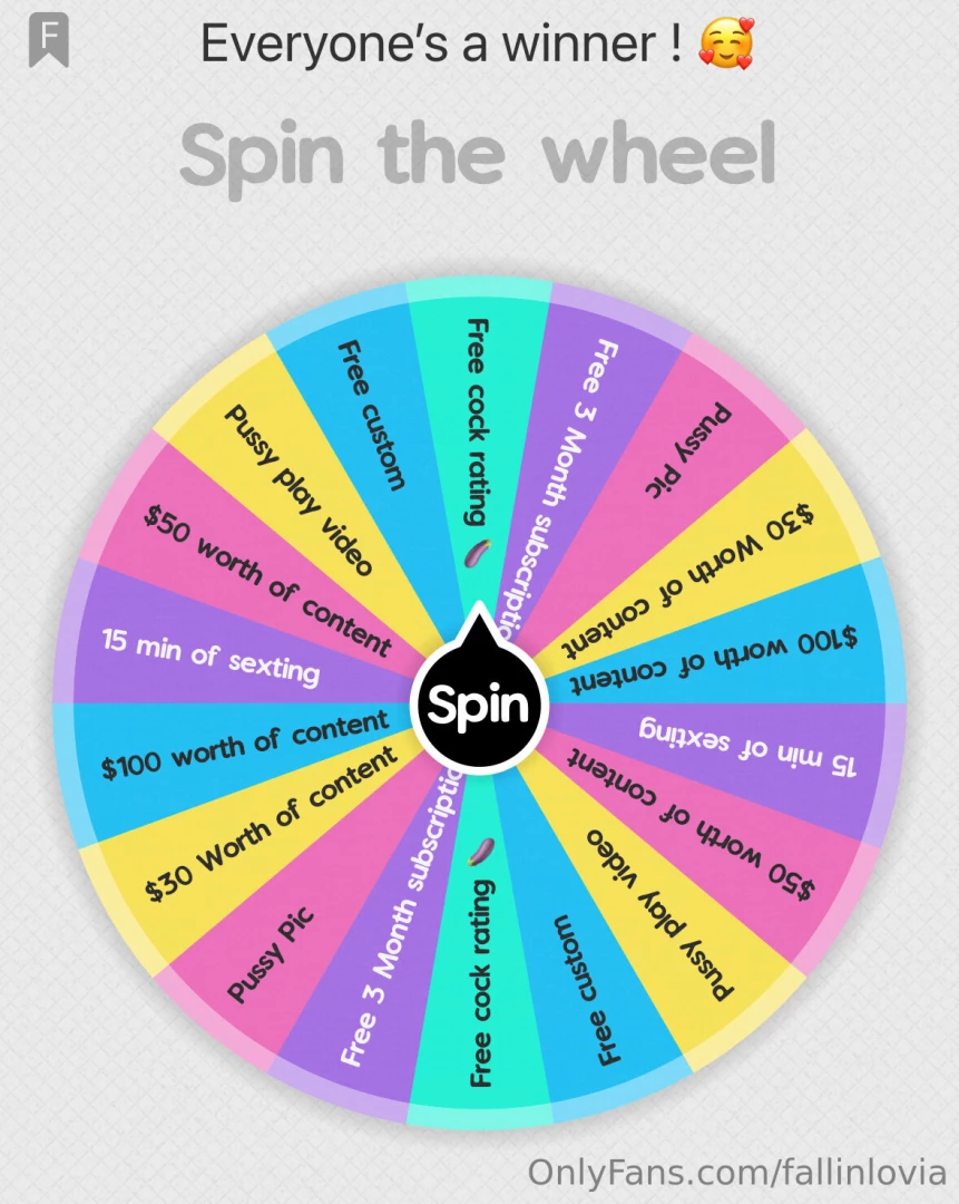 Spin the wheel tip to spin don t miss out everyone spin is win 1 spin 