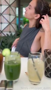 333136738388025344 - Getting nervous as heck in my slightly risky top at breakfast public part 1 