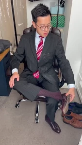 So about day 41 wearing another man s suit and another man s loafers