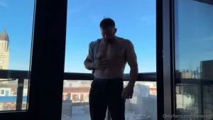 Complete video undressing on the balcony and showing my cock playing