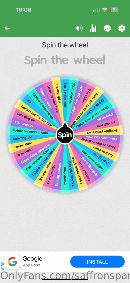 I m giving away a free spin on my wheel to anyone that subscribes to 