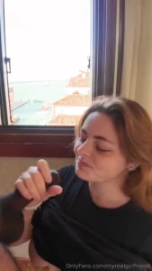 A trip to venice a morning blowjob with a view