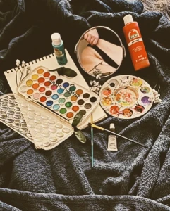 At home in bed painting nothing better