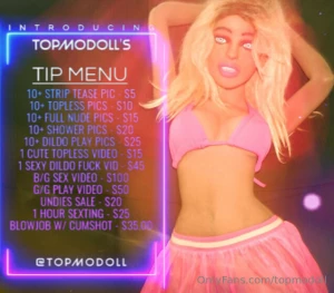 Updated tip menu combine tips and dm me for special requests