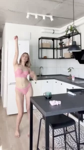The morning starts with pink lace lingerie and a cup of coffee while i