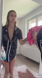 Cleaning up the mess you amde in the bahroom