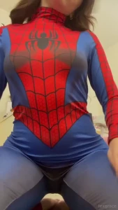 4 16 stripping from my spider-man suit cumming multiple times with my
