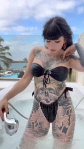 -- a new steamy striptease join me on my balcony hot tub in spain to