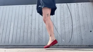 catprincessfeet2 - Slow motion public jumping rope skirt flats tease hungarian milf feet 