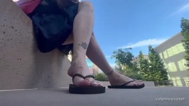 California feet flip flops dangle dirty soles giantess long legs sexy 