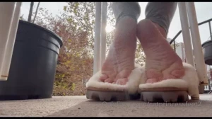 Spy my furry slippers and sweaty stoop soles below my chair pov under