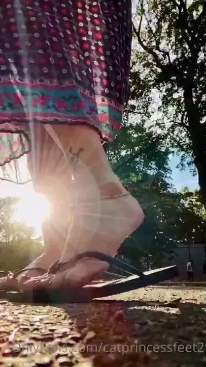 Watch me slomo at the park in my long see-thru skirt and flip flops 