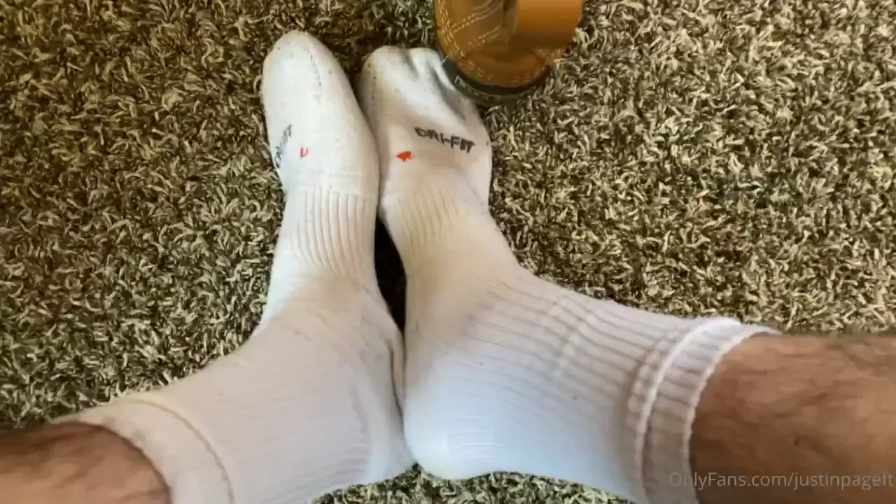 Taking off my sweaty bean boots to reveal my wet socks after shoveling 