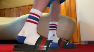 Gucci slides and stance socks-- gt and maybe some bare feet as well