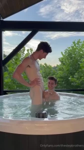 The hottest hot tub lil bro and i got wet and wild in the hot tub we