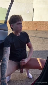 I got so horny my friend had to pull over and let me cum