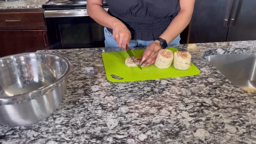 Mixing dough with a dash of cinnamon and a sprinkle of sugar the 