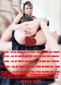 Tip 100 all my videos and pics i post on here for 1 month tip 250 all