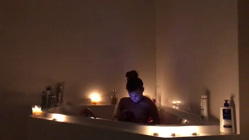 Bath time is fun time taking some selfies in the candle light full 