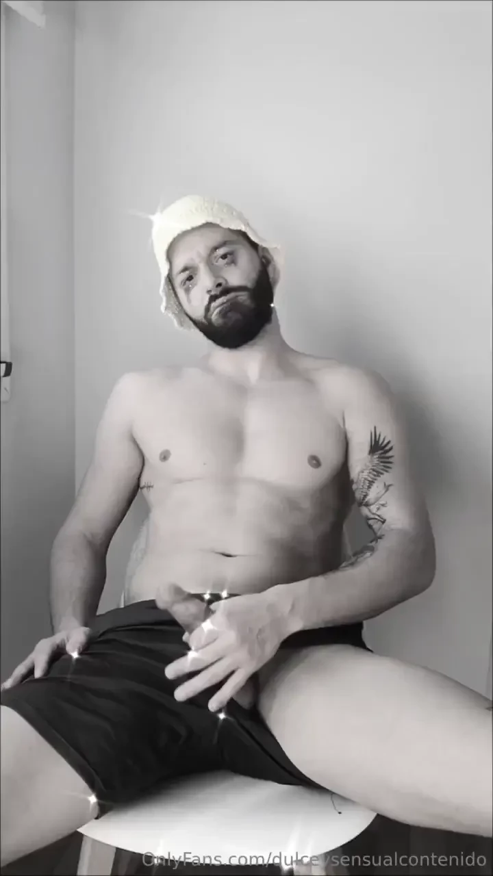 Slow erotic masturbation with milk all over my beard 