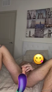 Using a dildo on my ass with face watch me strip spread my legs then