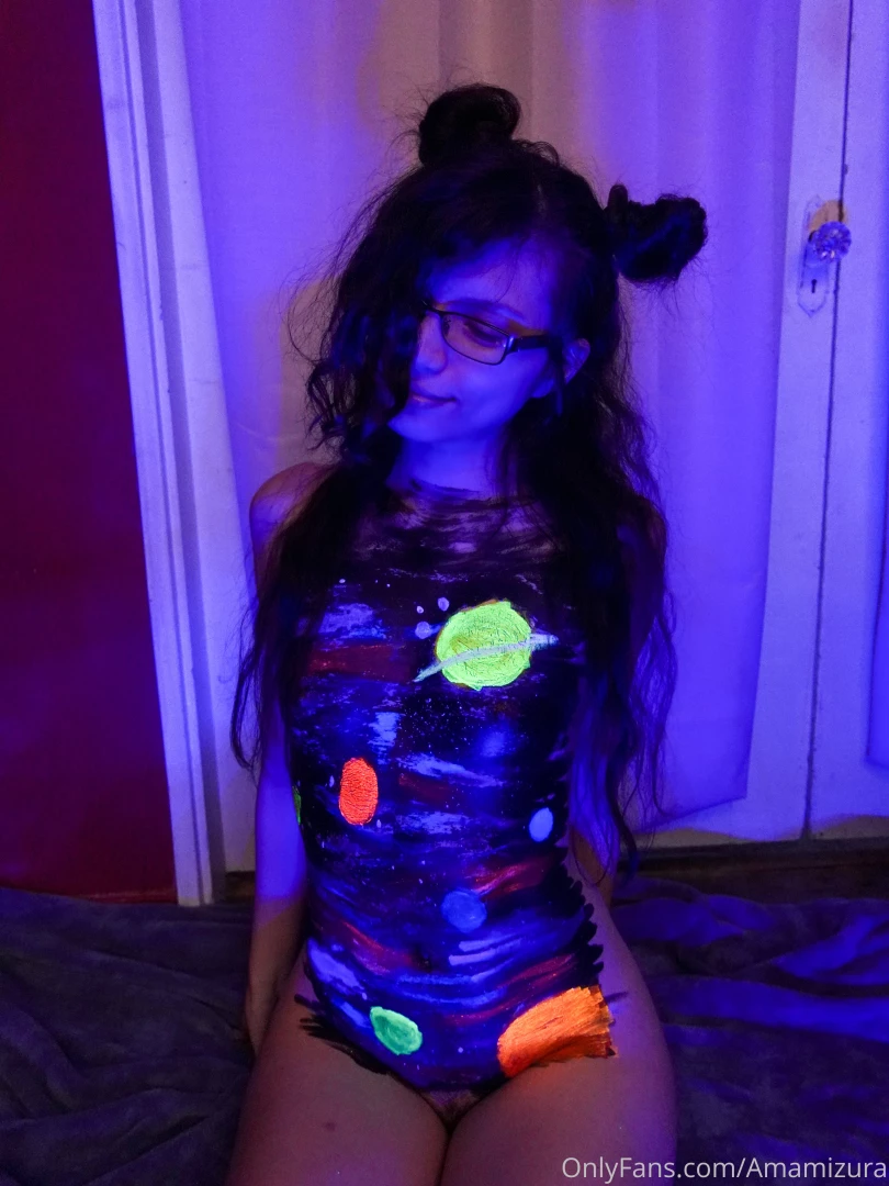 Happy space day i made a quick and messy glow-in-the-dark body paint 