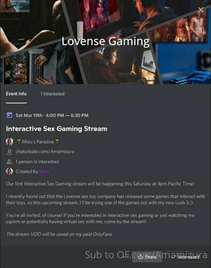 Our first interactive sex gaming stream will be happening this 