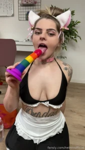 Dildo sucking amp body oiling sucking my 7inch rainbow dildo for you