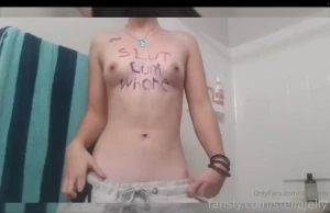 Slut cum whore written on my chest