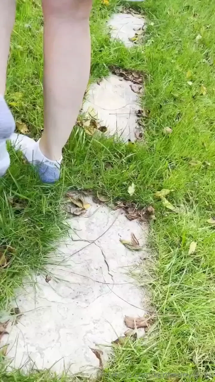 Walking out back in the wet grass my socks are filthy now 