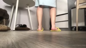 Teasing with slippers and soles